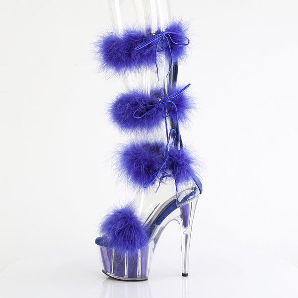 7" Heel, 2 3/4" Pf Marabou Fur Sandal, Back Zip Pleaser Pleaser ADORE/728F