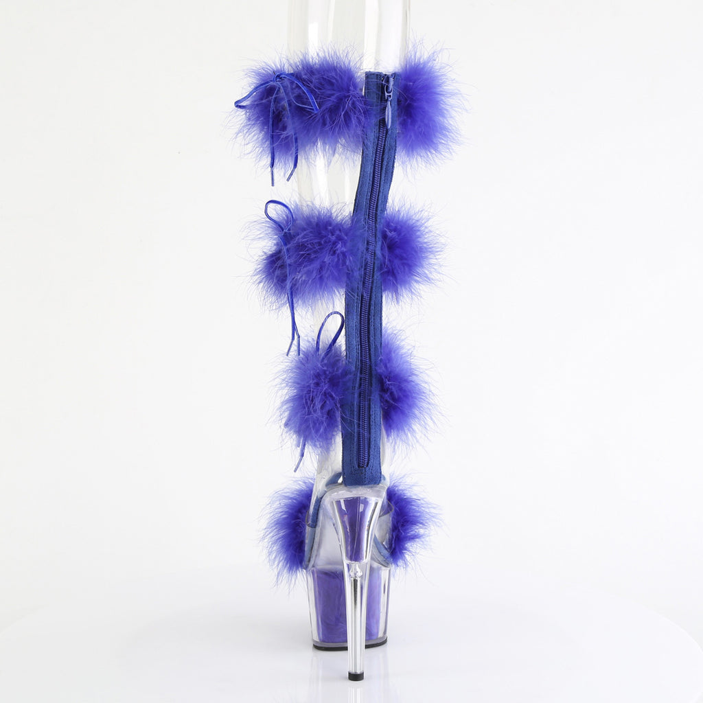 7" Heel, 2 3/4" Pf Marabou Fur Sandal, Back Zip Pleaser Pleaser ADORE/728F