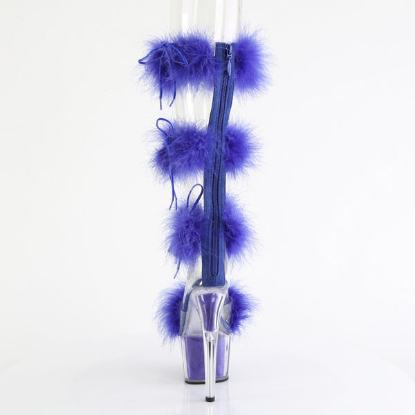 7" Heel, 2 3/4" Pf Marabou Fur Sandal, Back Zip Pleaser Pleaser ADORE/728F