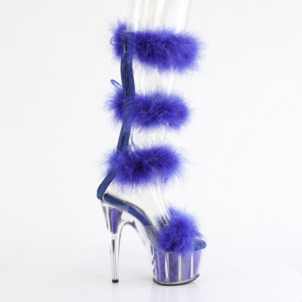 7" Heel, 2 3/4" Pf Marabou Fur Sandal, Back Zip Pleaser Pleaser ADORE/728F
