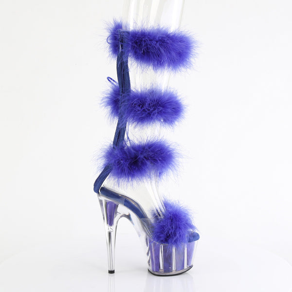 7" Heel, 2 3/4" Pf Marabou Fur Sandal, Back Zip Pleaser Pleaser ADORE/728F