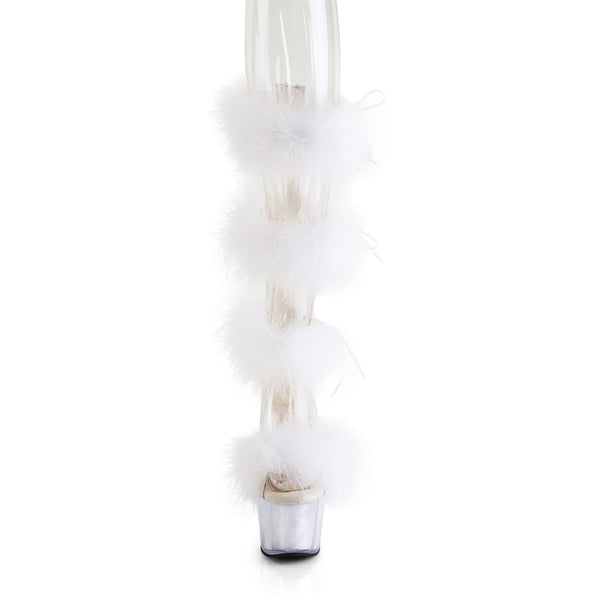 7" Heel, 2 3/4" Pf Marabou Fur Sandal, Back Zip Pleaser Pleaser ADORE/728F