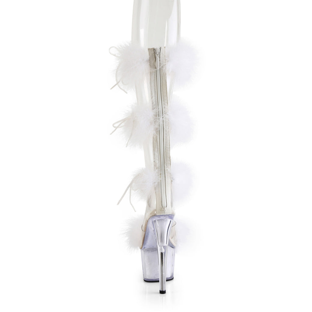 7" Heel, 2 3/4" Pf Marabou Fur Sandal, Back Zip Pleaser Pleaser ADORE/728F