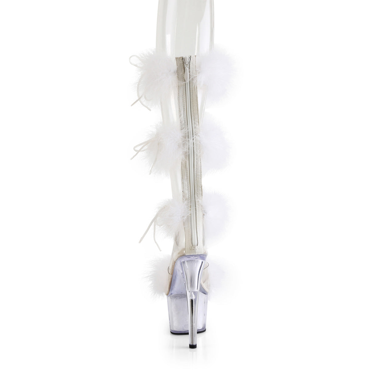 7" Heel, 2 3/4" Pf Marabou Fur Sandal, Back Zip Pleaser Pleaser ADORE/728F