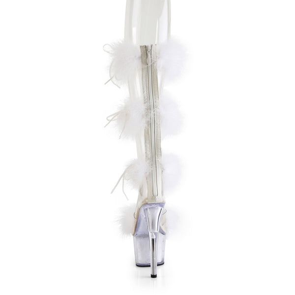 7" Heel, 2 3/4" Pf Marabou Fur Sandal, Back Zip Pleaser Pleaser ADORE/728F