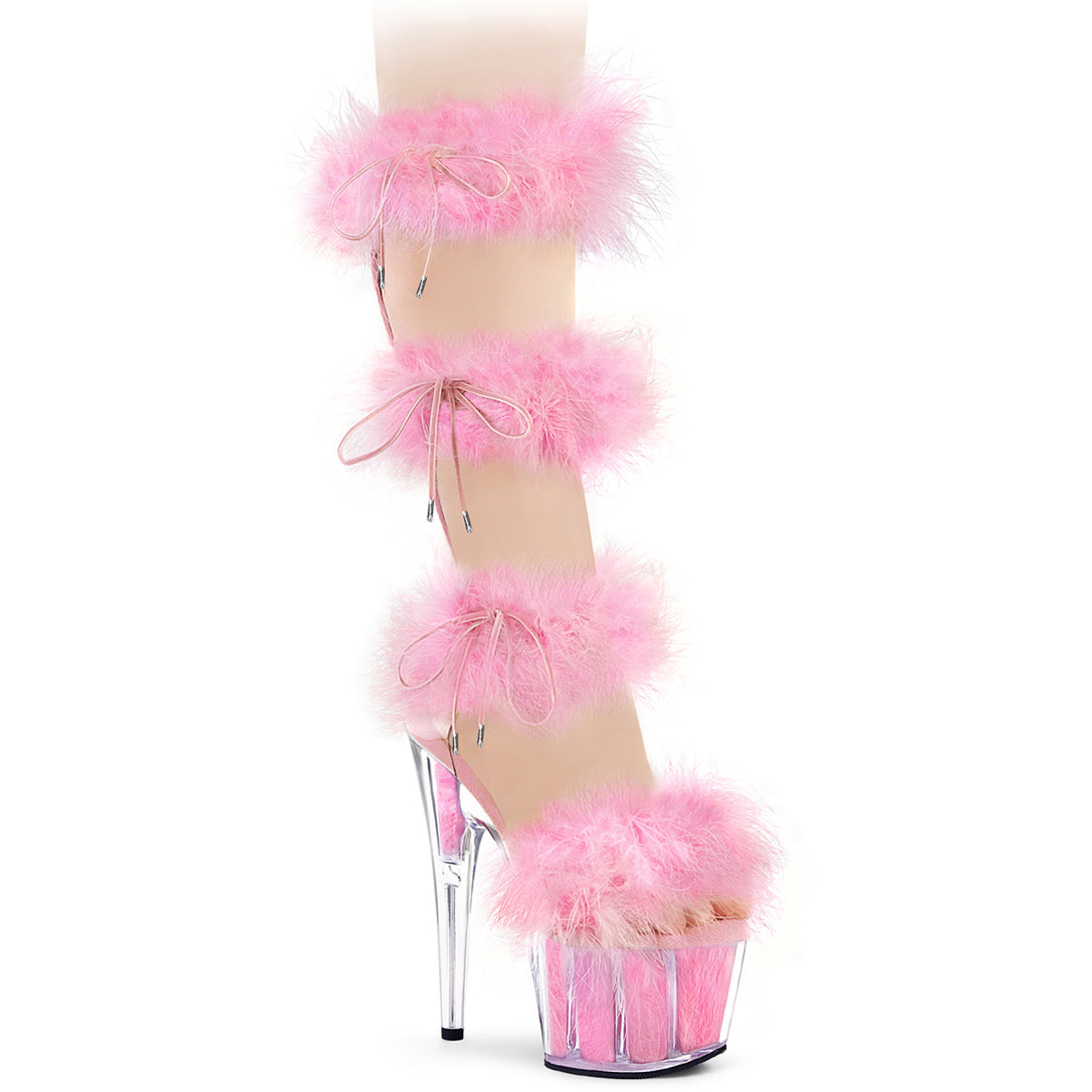 7" Heel, 2 3/4" Pf Marabou Fur Sandal, Back Zip Pleaser Pleaser ADORE/728F Main image