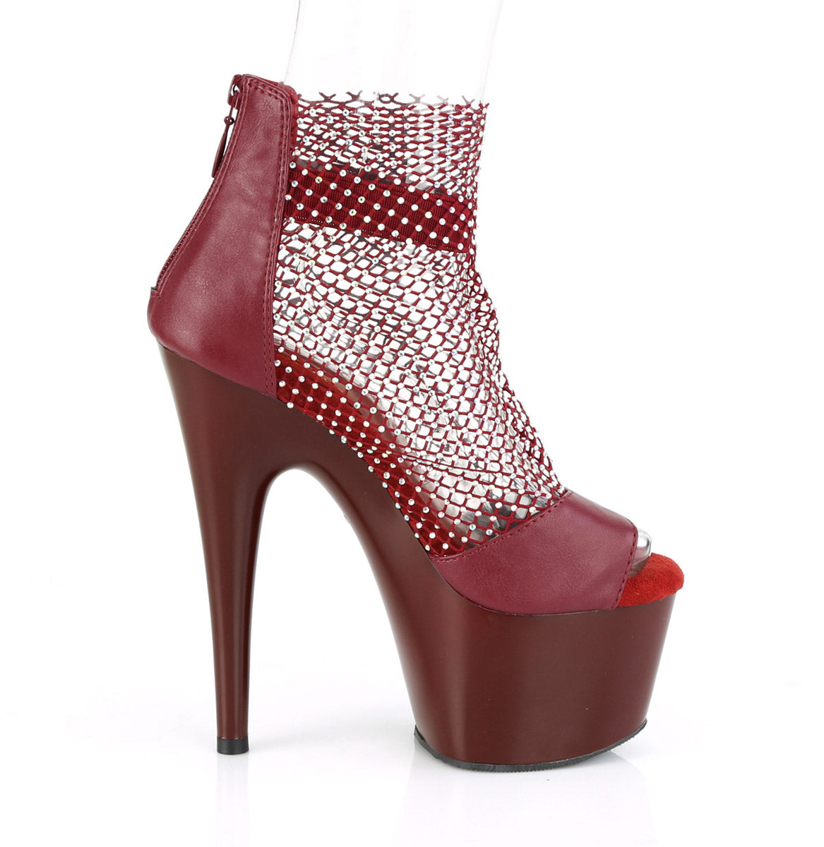 7" Heel, 2" PF Close Back Shootie Sandal, Back Zip Pleaser Pleaser ADORE/765RM