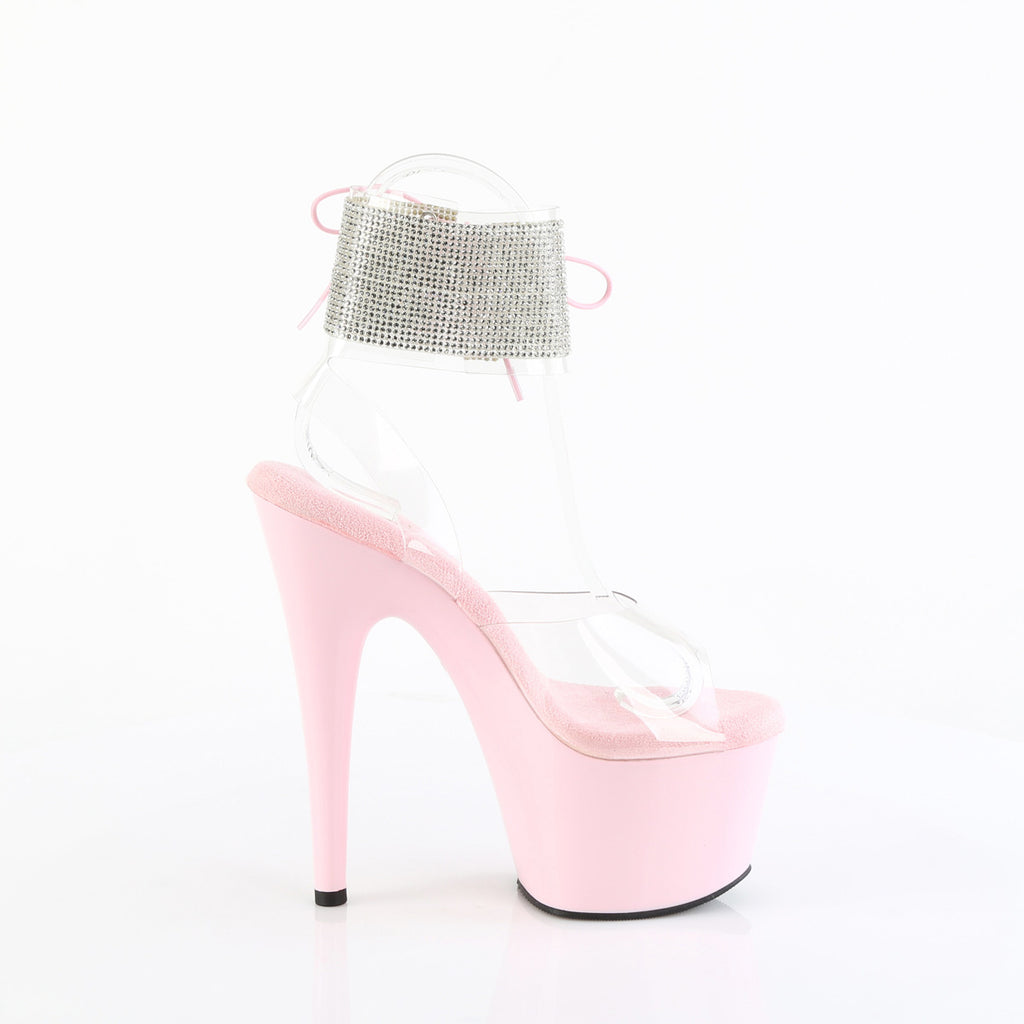 7" Heel, 2 3/4" Pf Rhinestoned Ankle Cuff Sandal Pleaser Pleaser ADORE/791/2RS
