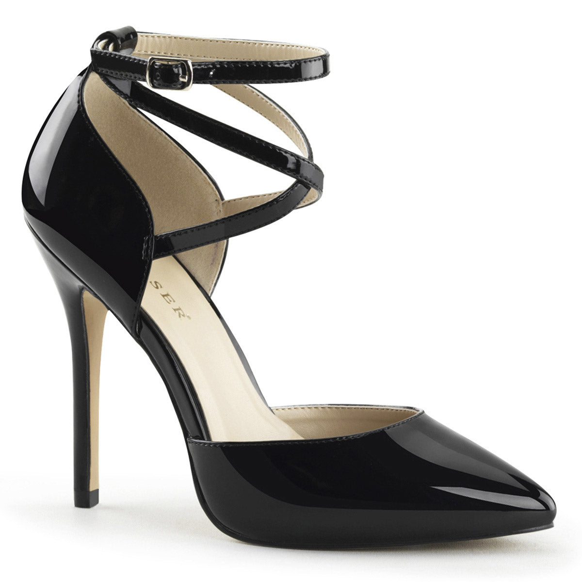 Elegant Pointed Toe D'Orsay Pumps Ankle Strap High Heels Shoes Pleaser Pleaser AMUSE/25 Main image