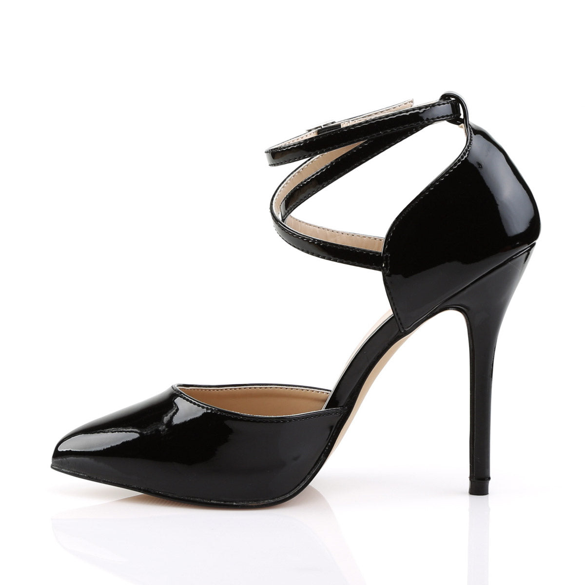 Elegant Pointed Toe D'Orsay Pumps Ankle Strap High Heels Shoes Pleaser Pleaser AMUSE/25