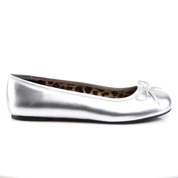 Ballet Flat W/ Bow Accent Slv Met. Pu Pleaser Pink Label ANNA/01