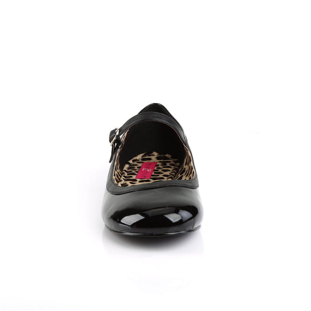 Mary Jane Ballet Flat Blk Pat-Faux Leather Pleaser Pink Label ANNA/02