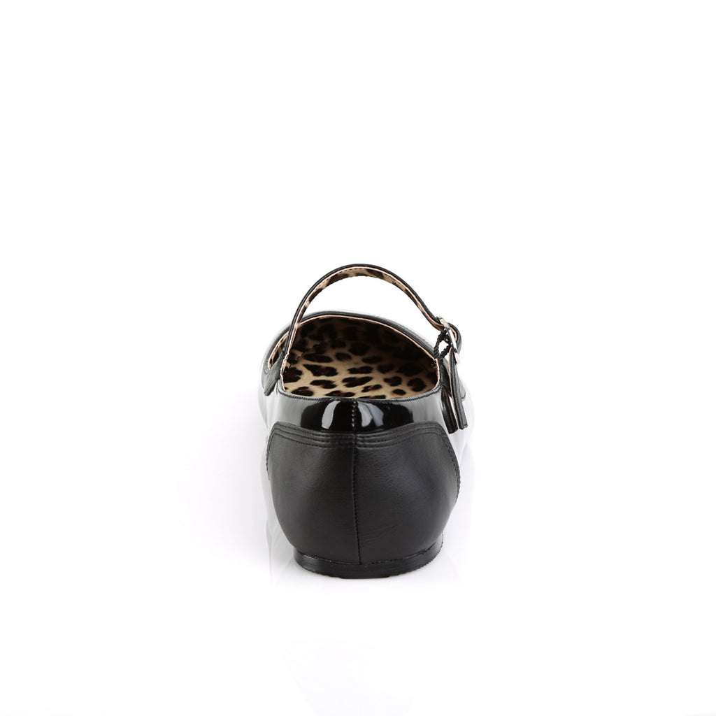 Mary Jane Ballet Flat Blk Pat-Faux Leather Pleaser Pink Label ANNA/02