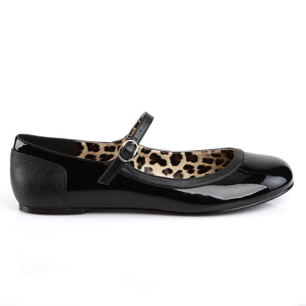 Mary Jane Ballet Flat Blk Pat-Faux Leather Pleaser Pink Label ANNA/02