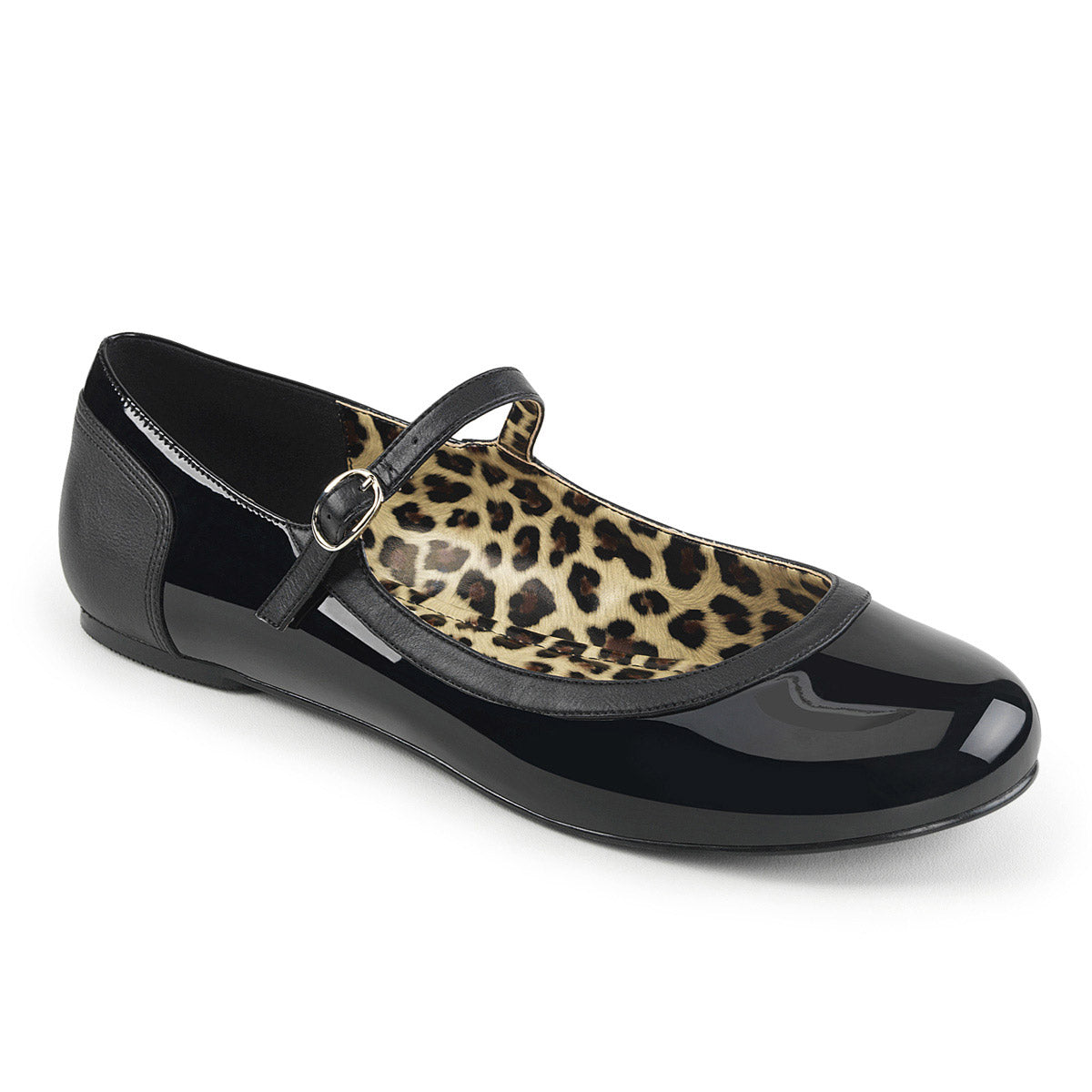 Mary Jane Ballet Flat Blk Pat-Faux Leather Pleaser Pink Label ANNA/02
