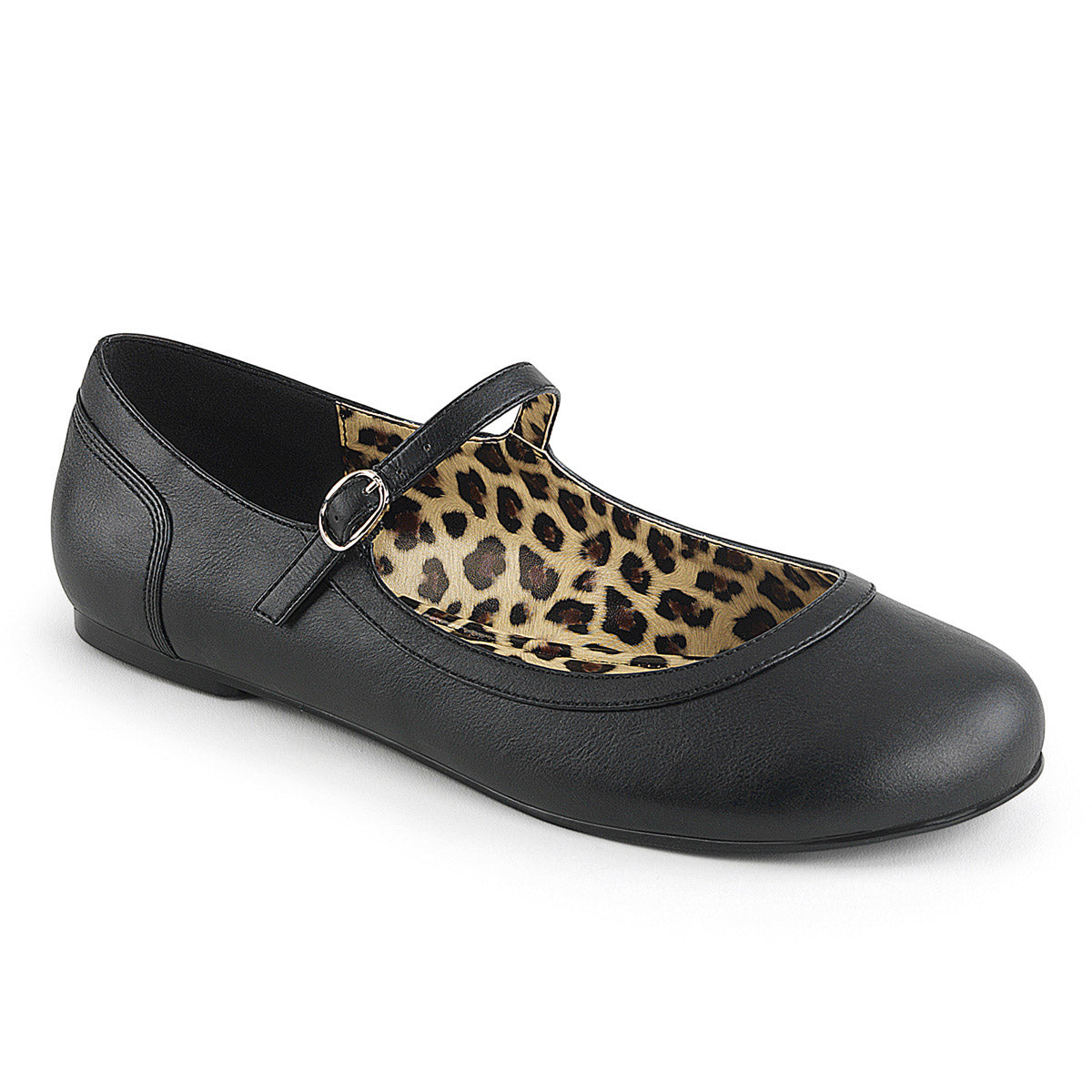 Mary Jane Ballet Flat Blk Faux Leather Pleaser Pink Label ANNA/02 Main image
