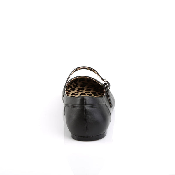 Mary Jane Ballet Flat Blk Faux Leather Pleaser Pink Label ANNA/02