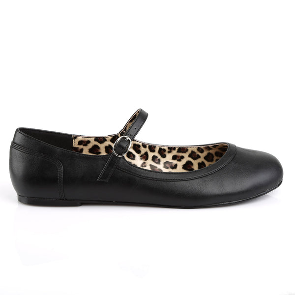 Mary Jane Ballet Flat Blk Faux Leather Pleaser Pink Label ANNA/02