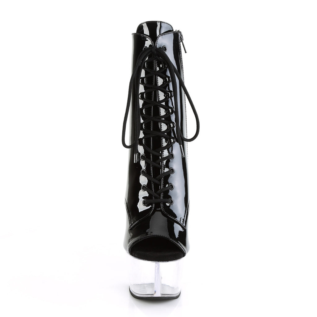 6" Heel, 2 1/4" PF Open Toe Lace-Up Ankle Boot, Side Zip Pleaser Pleaser ASPIRE/1021