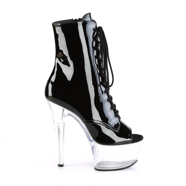 6" Heel, 2 1/4" PF Open Toe Lace-Up Ankle Boot, Side Zip Pleaser Pleaser ASPIRE/1021