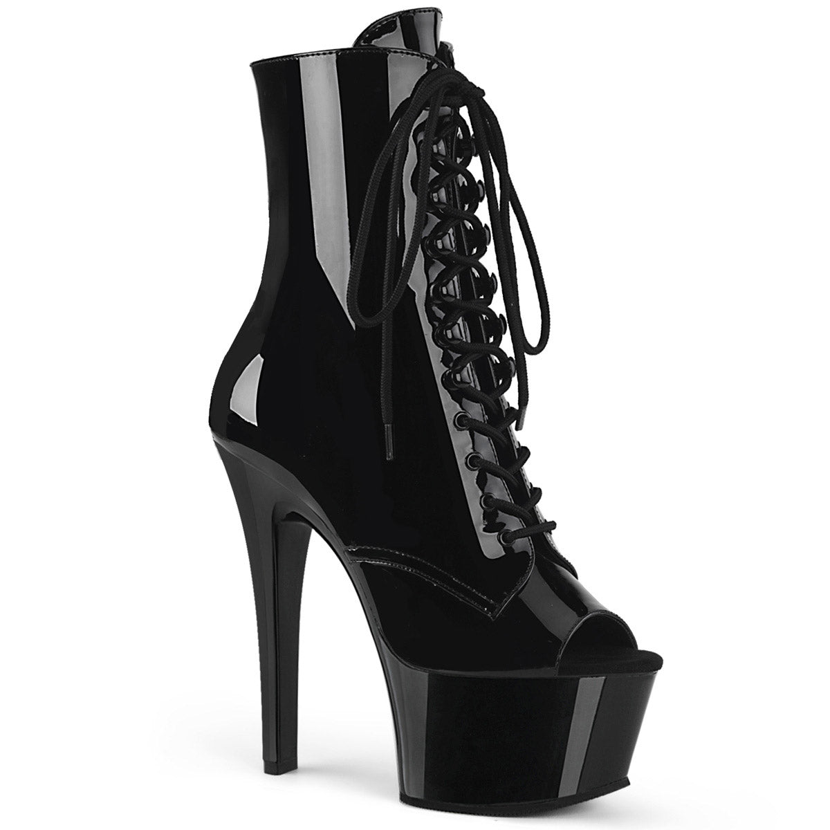 6" Heel, 2 1/4" PF Open Toe Lace-Up Ankle Boot, Side Zip Pleaser Pleaser ASPIRE/1021