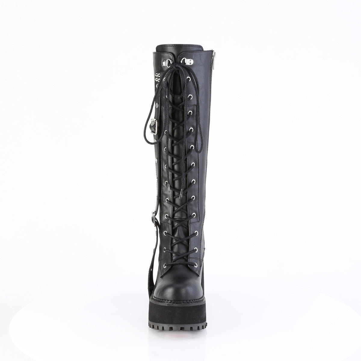 Demonia Lace-Up Knee High Platform Boots with Buckles and Inside Zip Secondary image