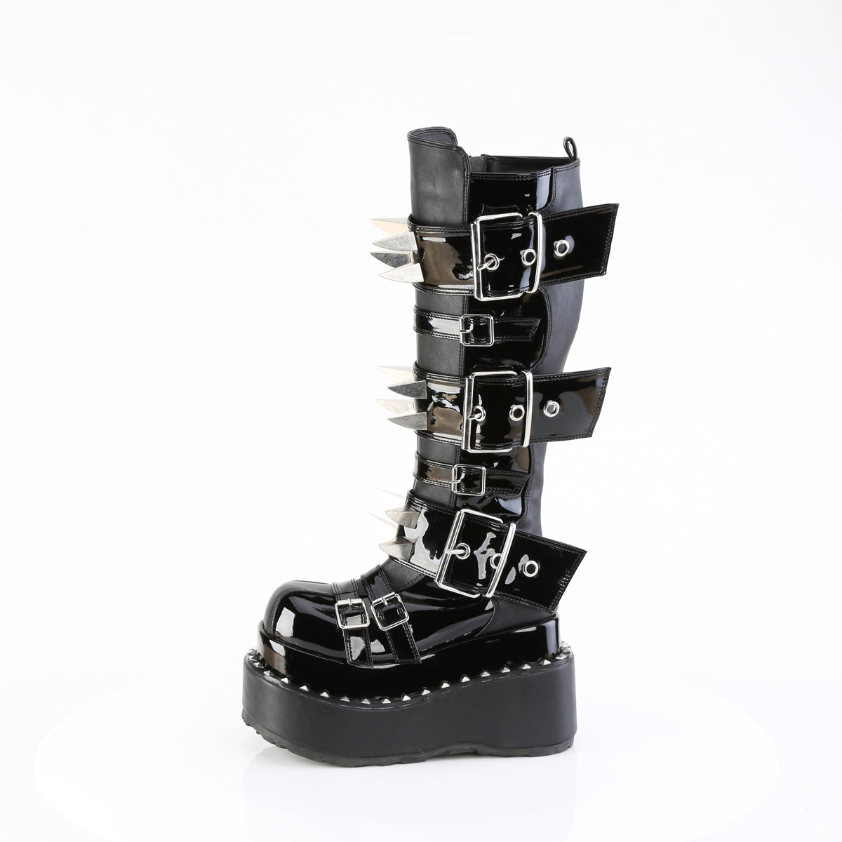 4 1/2" Tiered Pf Buckle Knee High, Inside Zip Pleaser Demonia BEAR/215