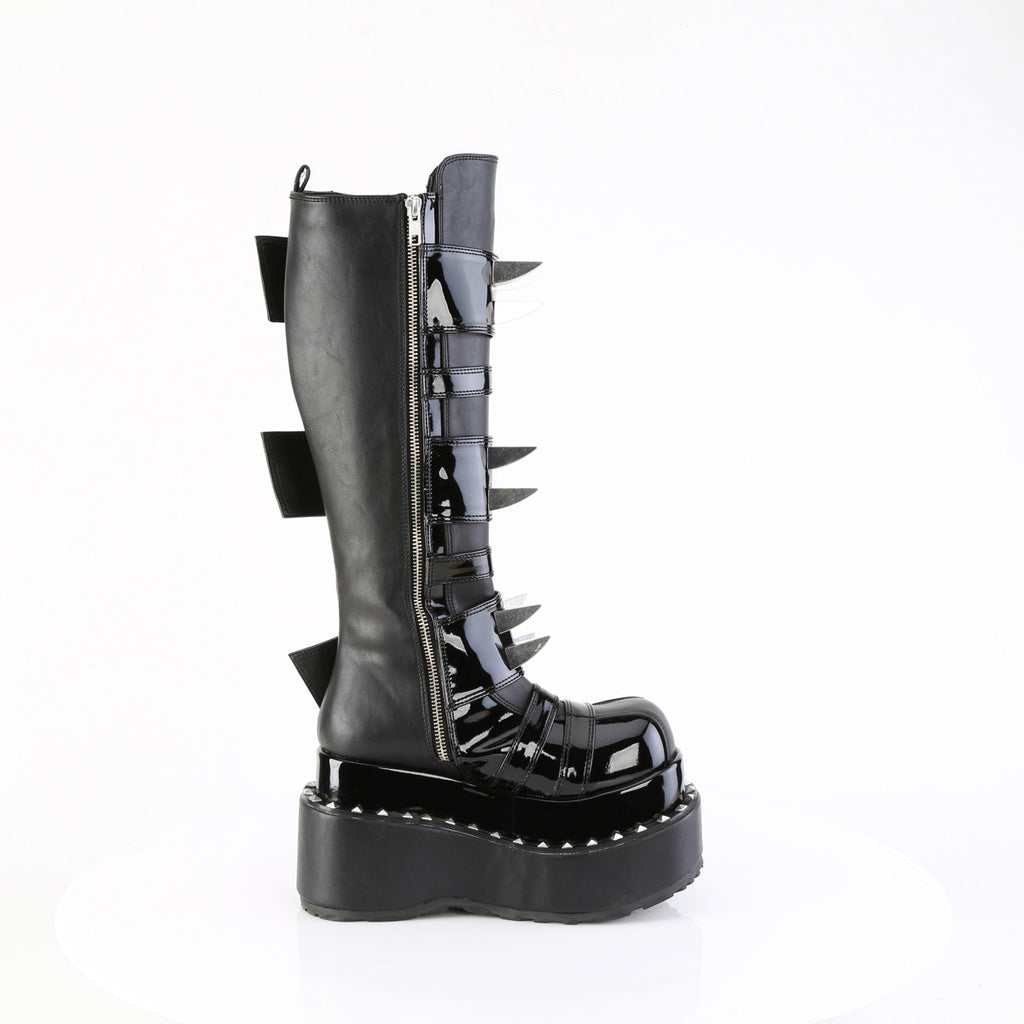 4 1/2" Tiered Pf Buckle Knee High, Inside Zip Pleaser Demonia BEAR/215