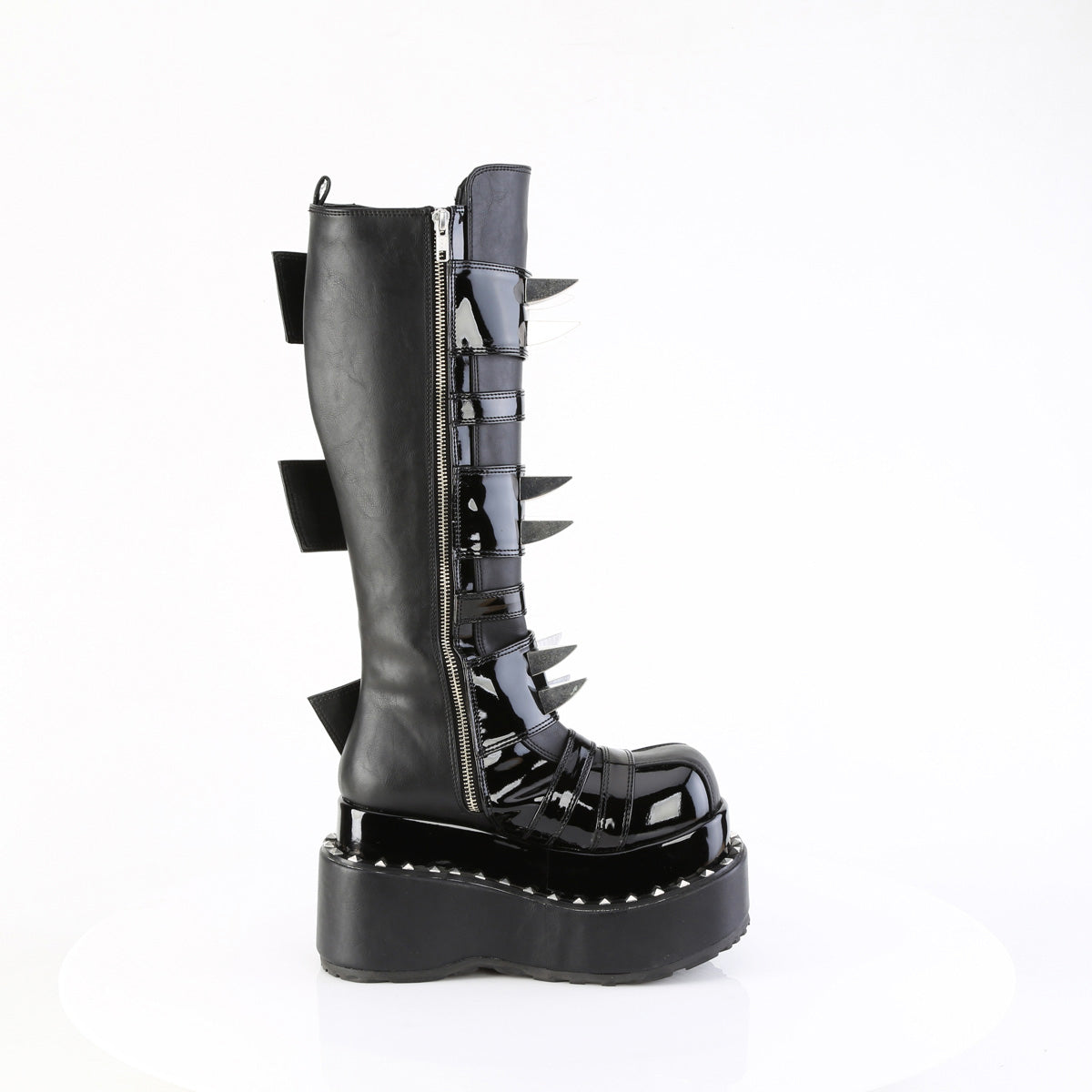 4 1/2" Tiered Pf Buckle Knee High, Inside Zip Pleaser Demonia BEAR/215