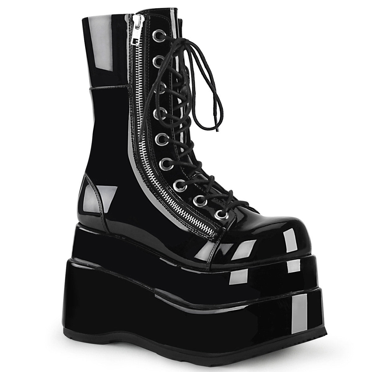 4 1/2" Tiered PF Lace-Up Mid-Calf Boot, Inner & Outer Zip Pleaser Demonia BEAR/265 Main image