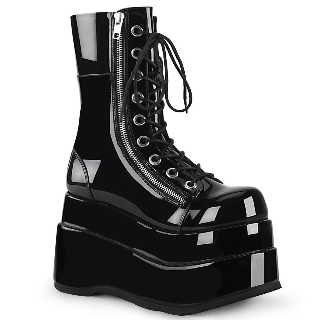4 1/2" Tiered PF Lace-Up Mid-Calf Boot, Inner & Outer Zip Pleaser Demonia BEAR/265