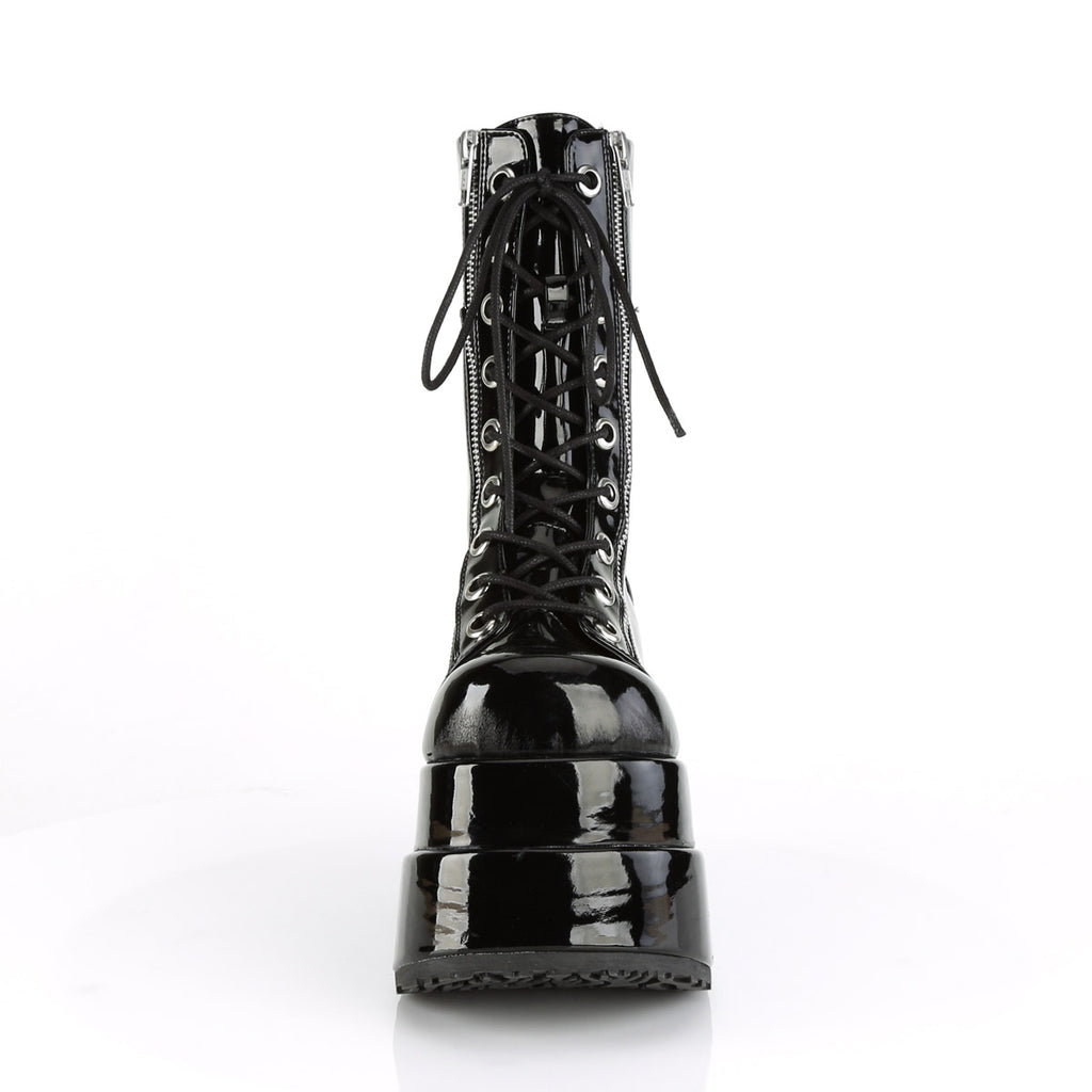 4 1/2" Tiered PF Lace-Up Mid-Calf Boot, Inner & Outer Zip Pleaser Demonia BEAR/265