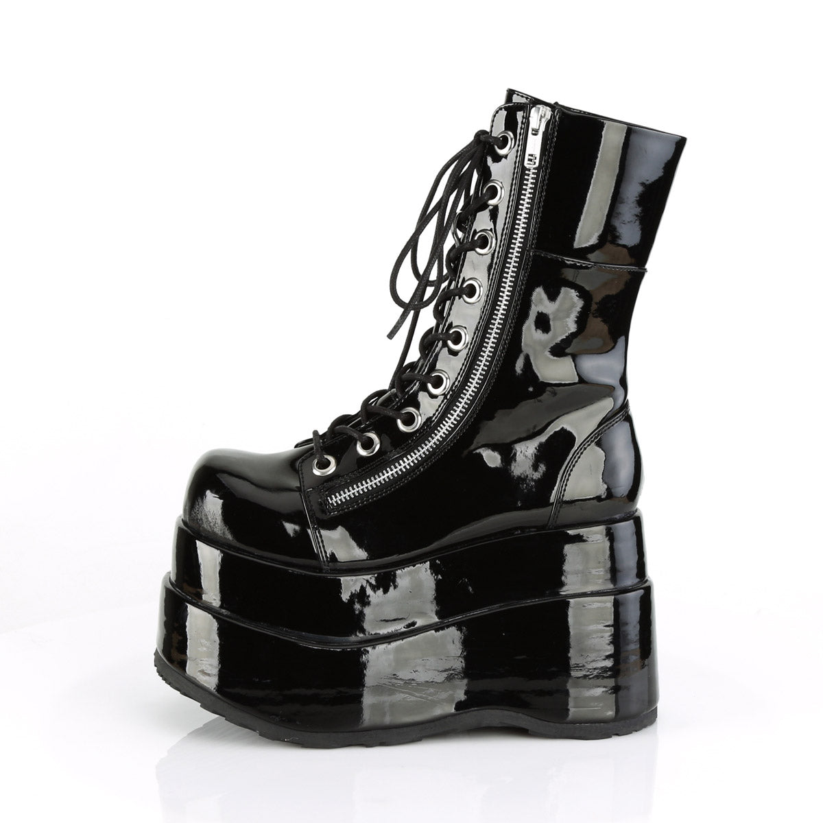 Demonia 4 1/2" Tiered Platform Lace-Up Mid-Calf Boots with Inner and Outer Zippers Secondary image