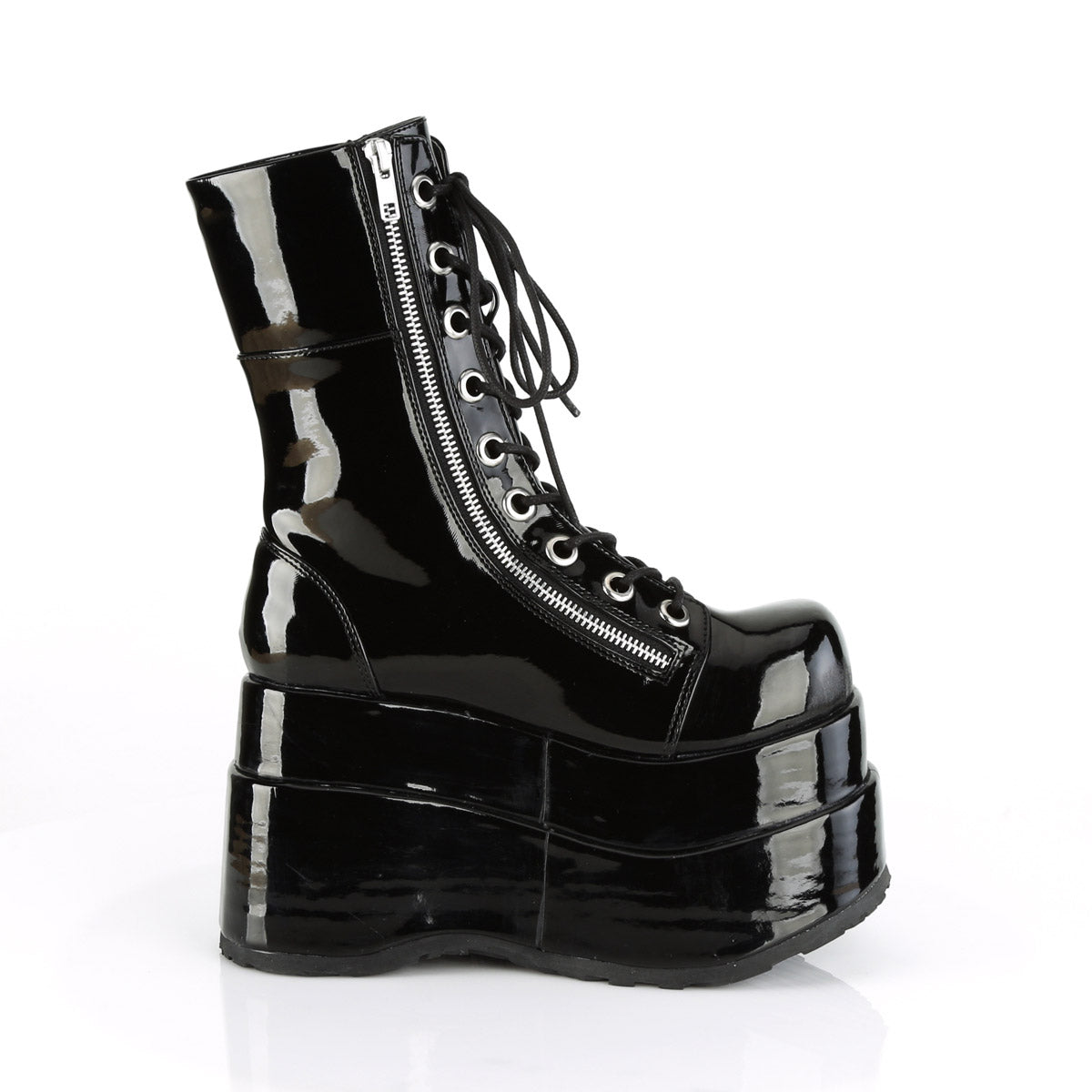 4 1/2" Tiered PF Lace-Up Mid-Calf Boot, Inner & Outer Zip Pleaser Demonia BEAR/265