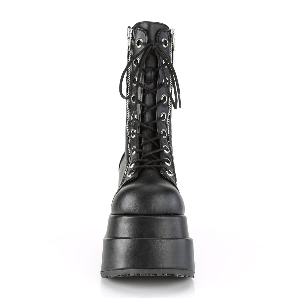 4 1/2" Tiered PF Lace-Up Mid-Calf Boot, Inner & Outer Zip Pleaser Demonia BEAR/265