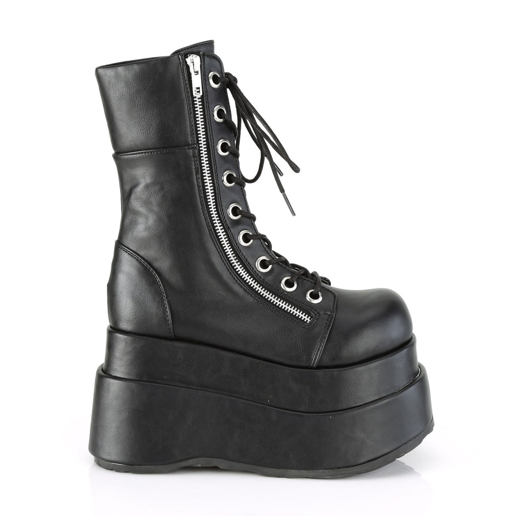 4 1/2" Tiered PF Lace-Up Mid-Calf Boot, Inner & Outer Zip Pleaser Demonia BEAR/265