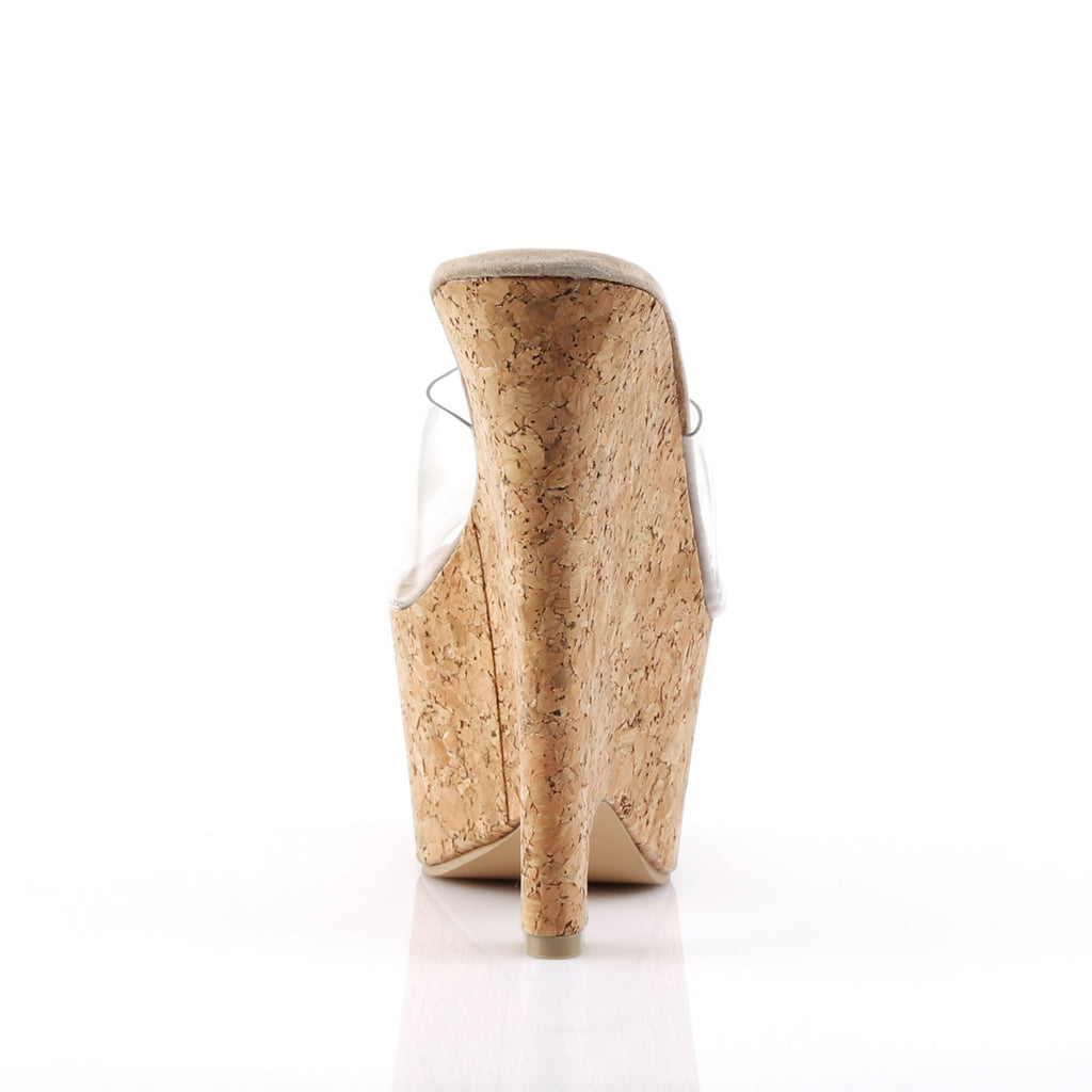 Sexy Cork Platform Slip On Peep Toe Mule Wedge High Heels Shoes Pleaser Pleaser BEAU/601