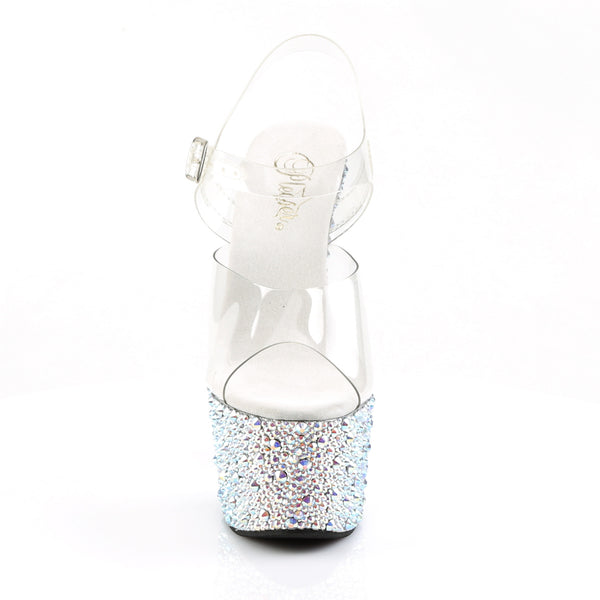 7" Heel, 2 3/4" Pf Ankle Strap Sandal W/Multi Sized Rs Pleaser Pleaser BEJEWELED/708MS