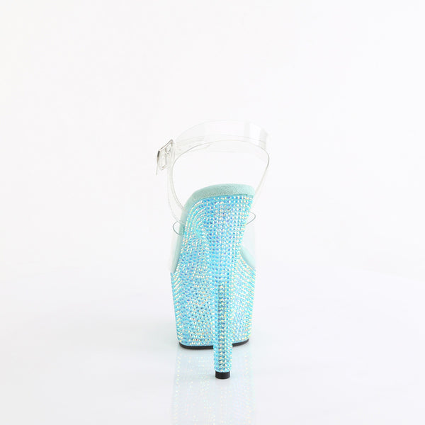 7" Heel, 2 3/4" Pf Ankle Strap Sandal W/ Resin Rs Pleaser Pleaser BEJEWELED/708RRS