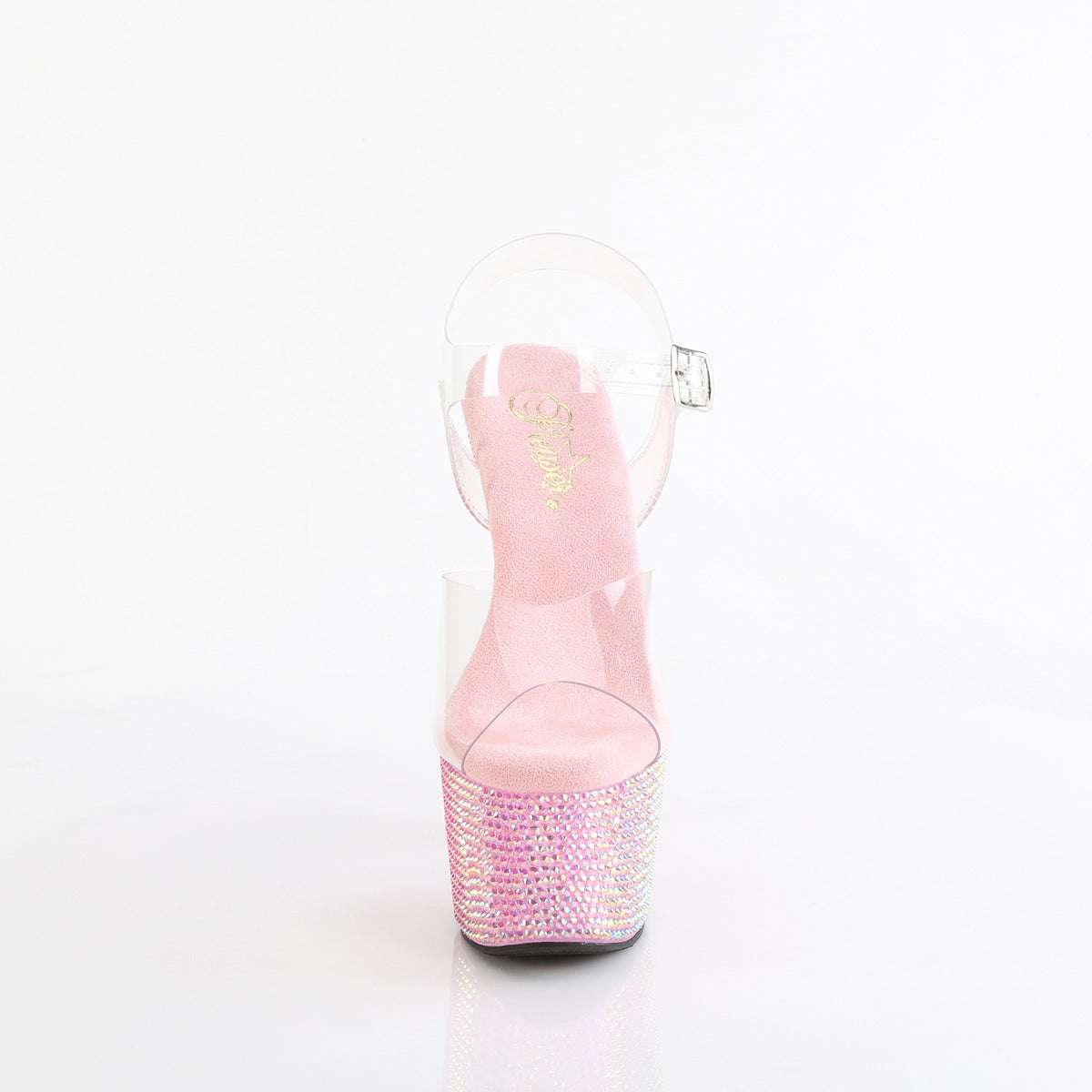 7" Heel, 2 3/4" Pf Ankle Strap Sandal W/ Resin Rs Pleaser Pleaser BEJEWELED/708RRS