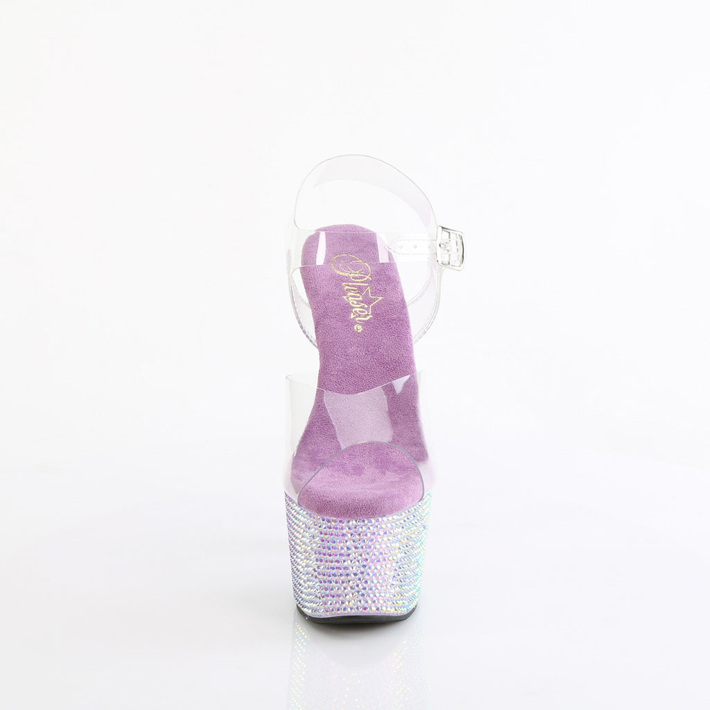 7" Heel, 2 3/4" Pf Ankle Strap Sandal W/ Resin Rs Pleaser Pleaser BEJEWELED/708RRS