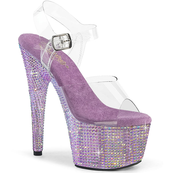 7" Heel, 2 3/4" Pf Ankle Strap Sandal W/ Resin Rs Pleaser Pleaser BEJEWELED/708RRS