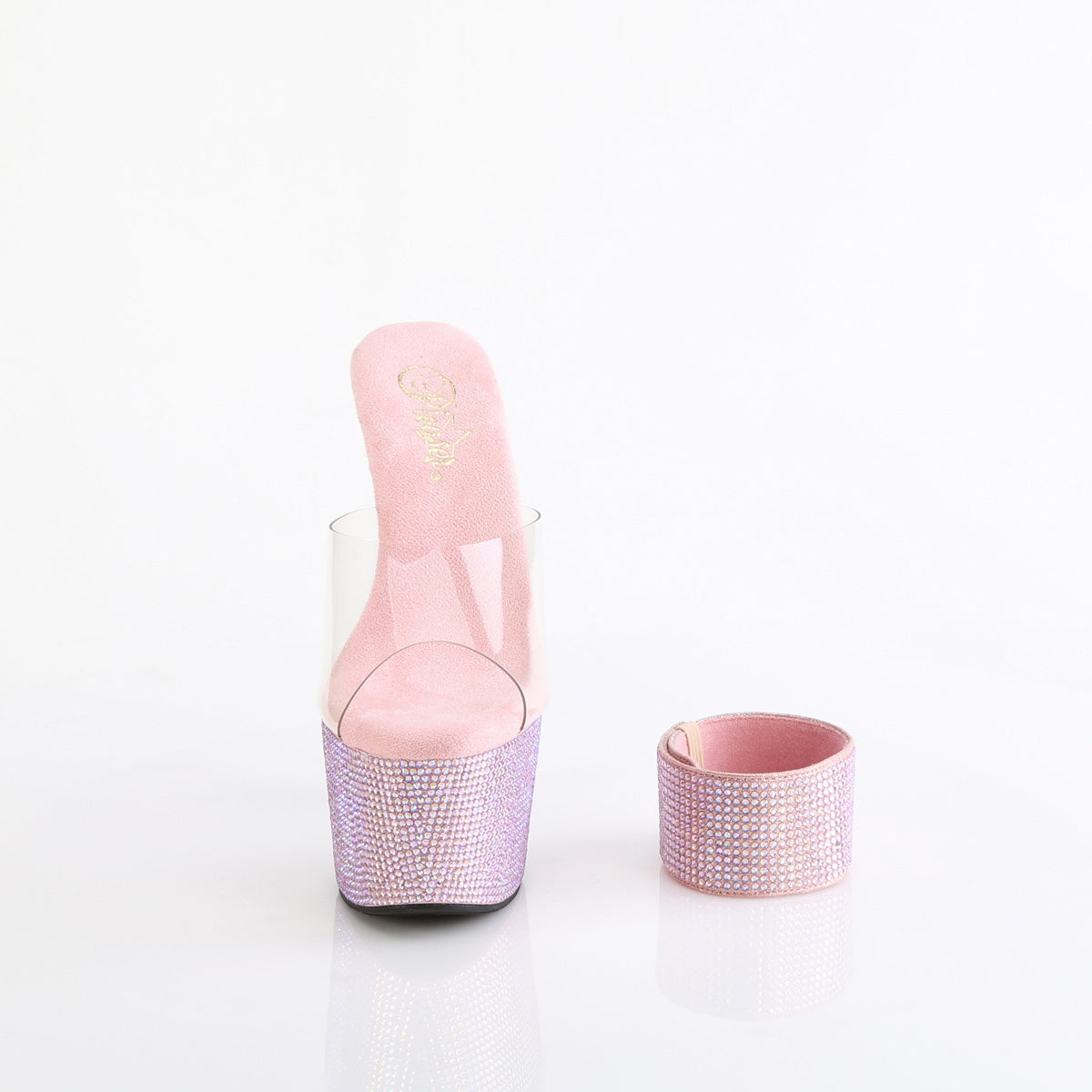 7" Heel, 2 3/4" Pf Rs Embellished Slide W/Matching Cuff Pleaser Pleaser BEJEWELED/712RS