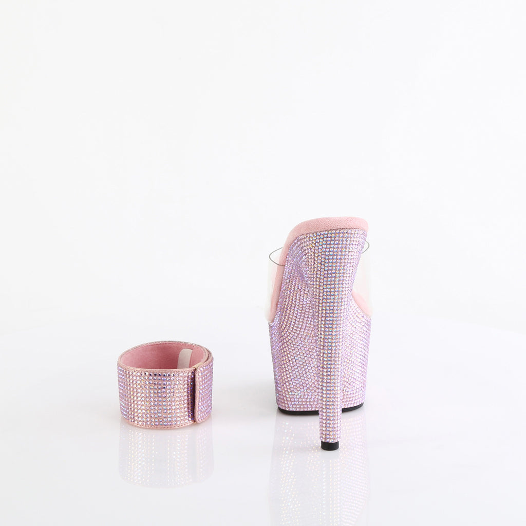 7" Heel, 2 3/4" Pf Rs Embellished Slide W/Matching Cuff Pleaser Pleaser BEJEWELED/712RS