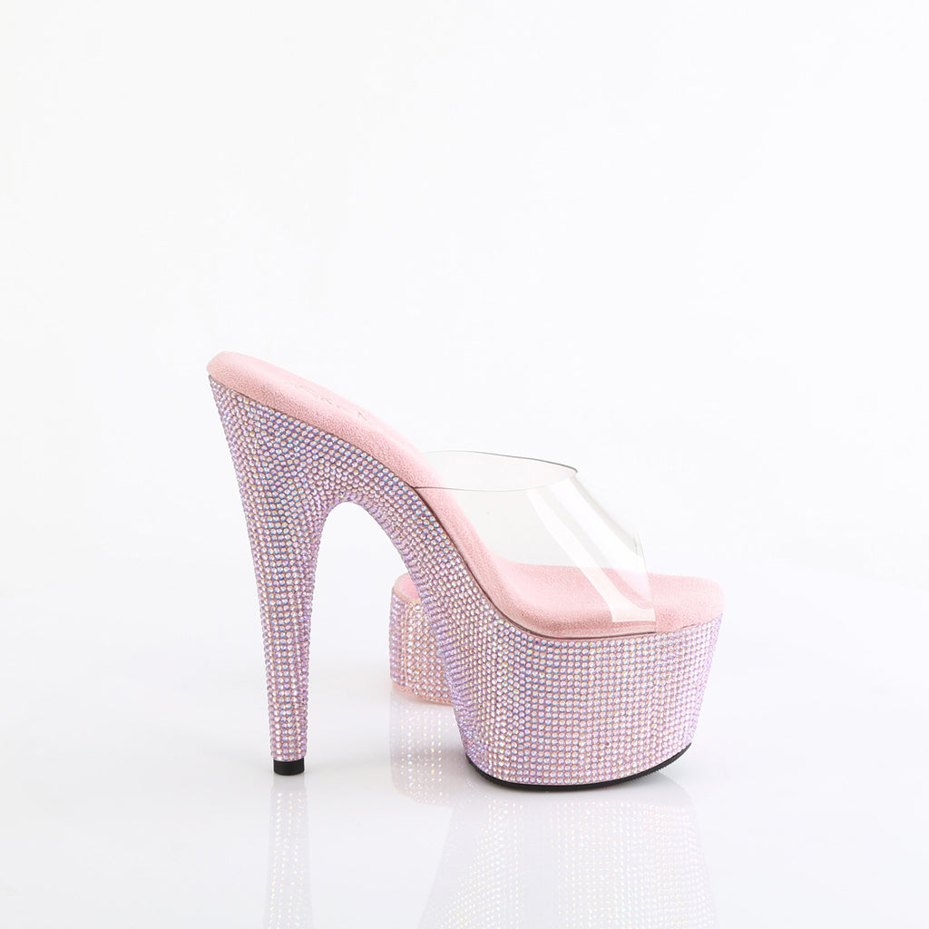 7" Heel, 2 3/4" Pf Rs Embellished Slide W/Matching Cuff Pleaser Pleaser BEJEWELED/712RS