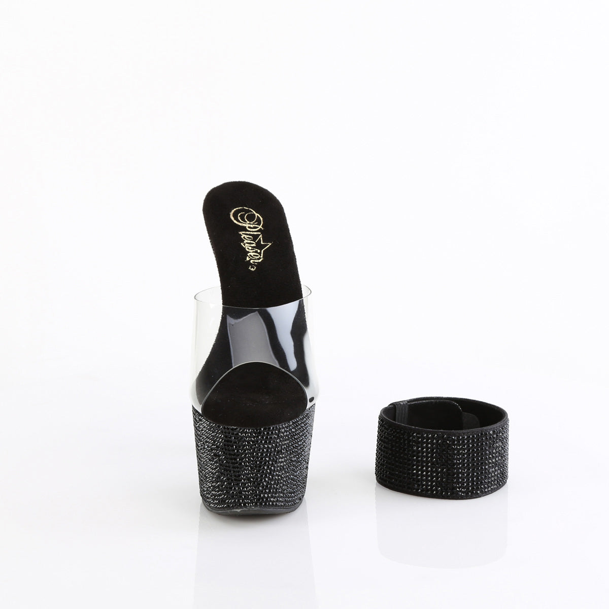 7" Heel, 2 3/4" Pf Rs Embellished Slide W/Matching Cuff Pleaser Pleaser BEJEWELED/712RS