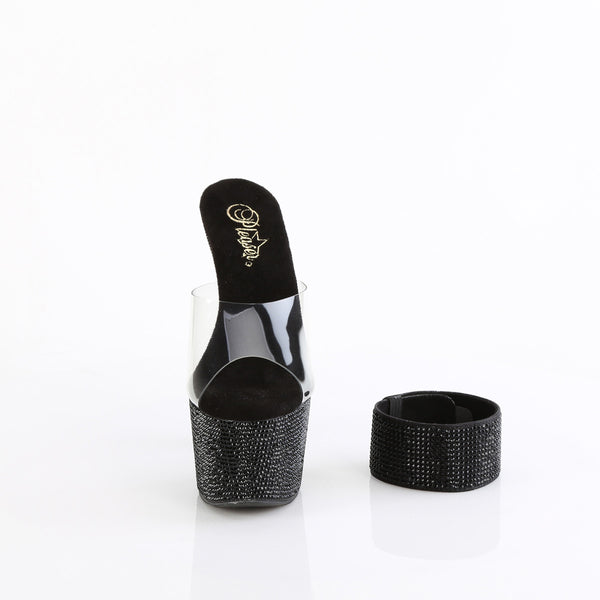 7" Heel, 2 3/4" Pf Rs Embellished Slide W/Matching Cuff Pleaser Pleaser BEJEWELED/712RS