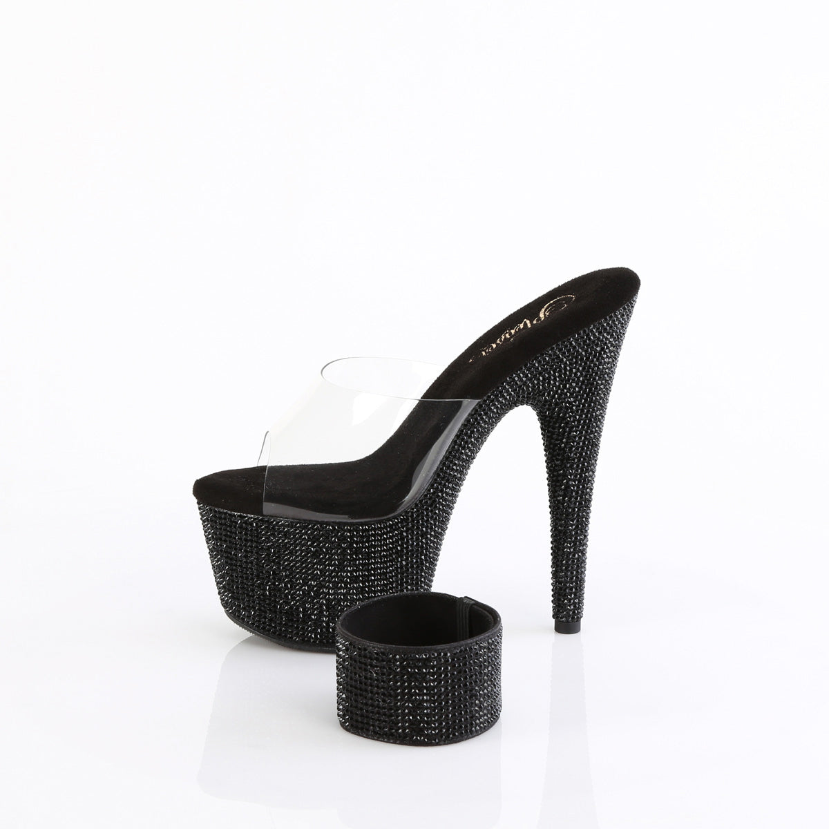 7" Heel, 2 3/4" Pf Rs Embellished Slide W/Matching Cuff Pleaser Pleaser BEJEWELED/712RS