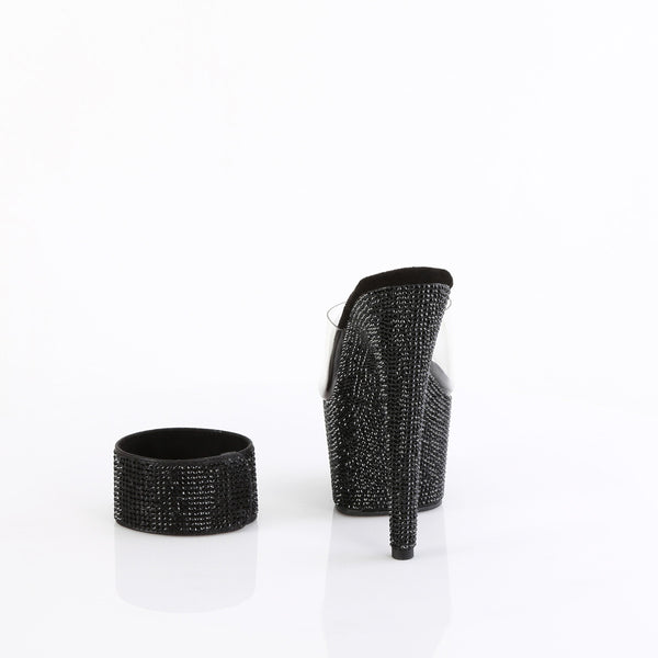 7" Heel, 2 3/4" Pf Rs Embellished Slide W/Matching Cuff Pleaser Pleaser BEJEWELED/712RS
