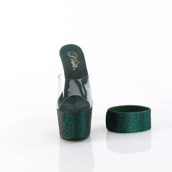 7" Heel, 2 3/4" Pf Rs Embellished Slide W/Matching Cuff Pleaser Pleaser BEJEWELED/712RS